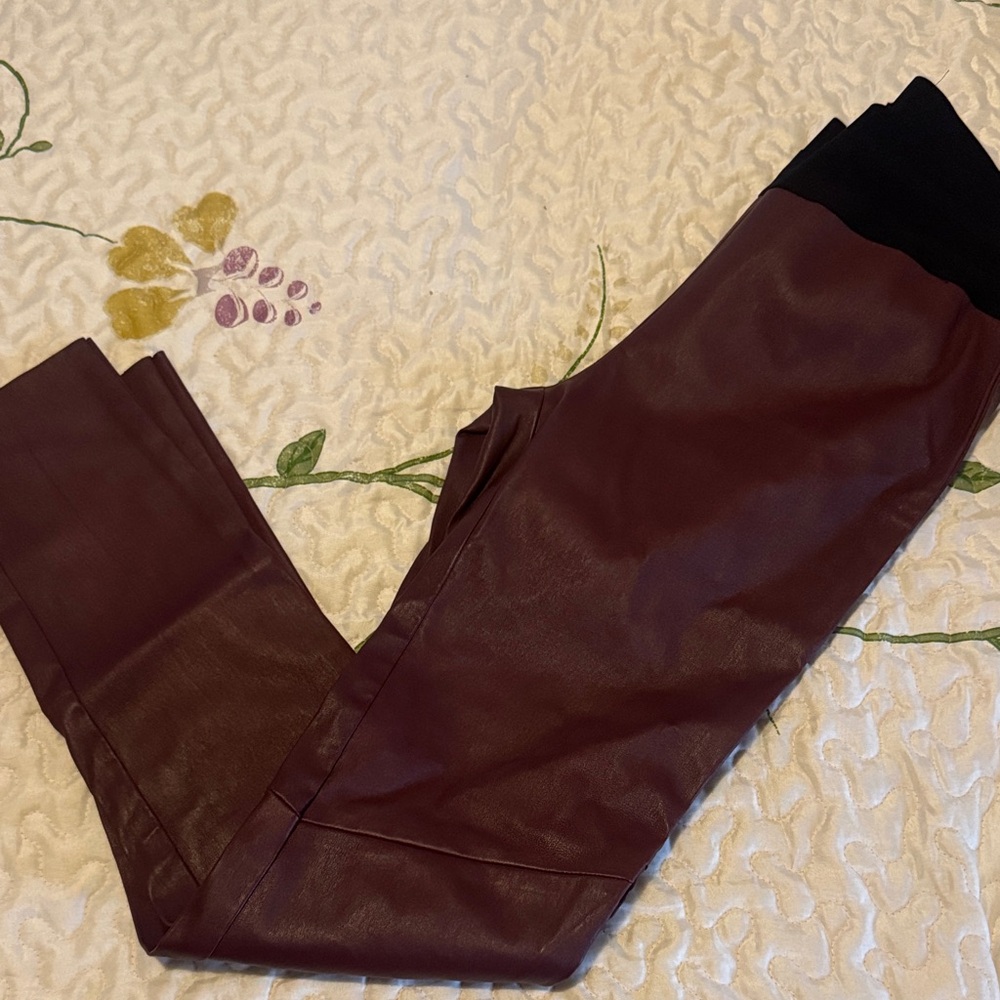 PAIGE Maroon Faux Leather Pants